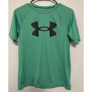 Under Armour Tech Loose Big Logo Green Short Sleeve Shirt - Boy's YLG